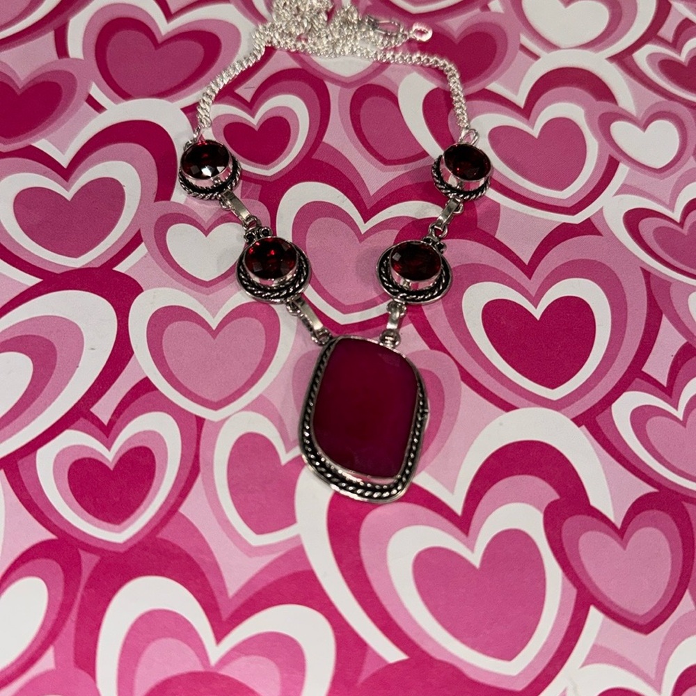 Ruby & Garnet Silver Necklace - image 3